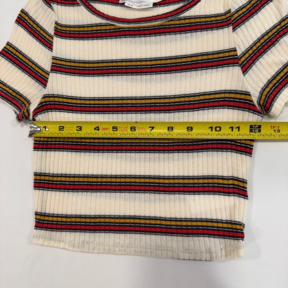 Urban Renewal Striped Ribbed Knit Crop Top Womens Medium Cream Multi | Retro 70s - Picture 5 of 6